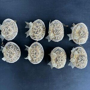 Vintage Gold & Mini Pearls on a Bonnet with a Ribbon Ornament (8)